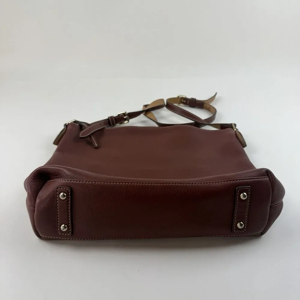Dooney & Bourke Pebble Leather Large East/West Sac Cognac Brown Slouchy Hobo